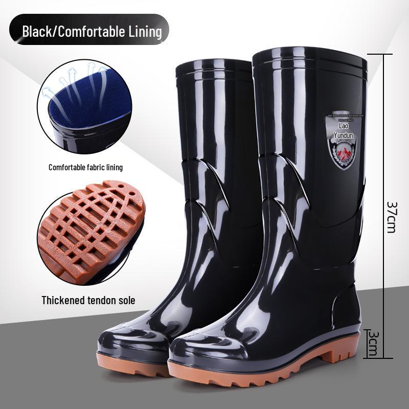Men's Non-Slip Waterproof High-Top Rain Boots - Thickened Aquatic Rubber Work Shoes with Free Shipping