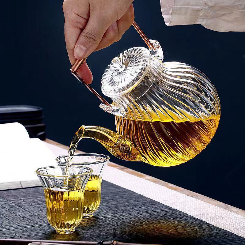Chaxun Heat-Resistant Glass Teapot with Copper Handle
