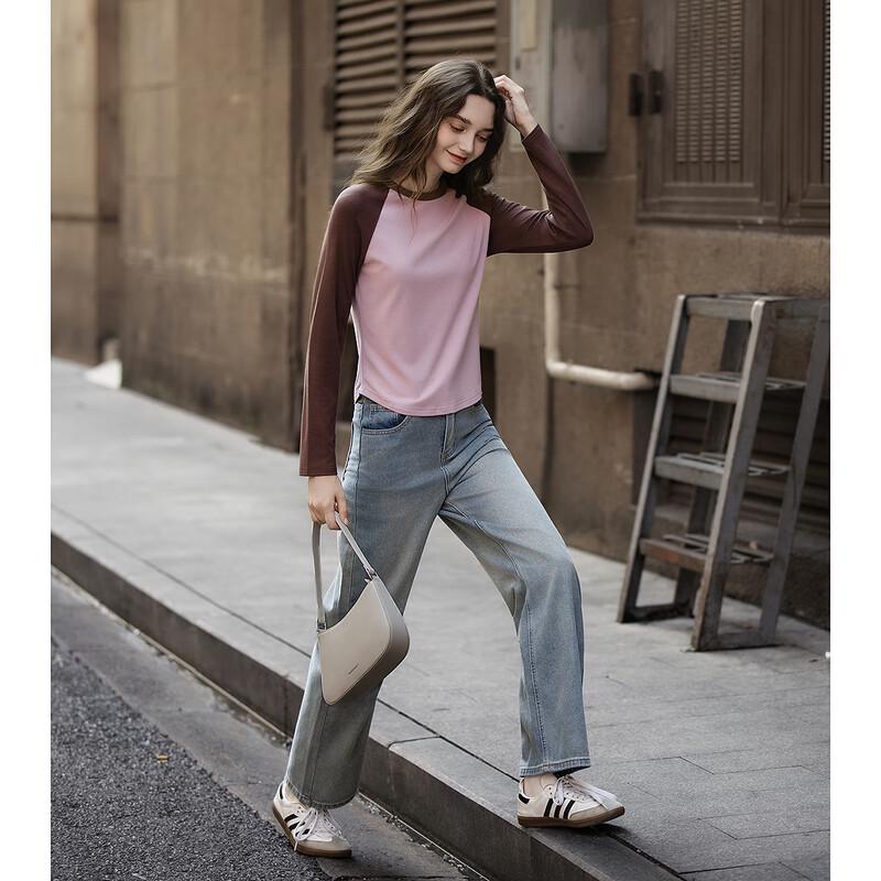 TonLion Women s Color Block Raglan Knit Top M