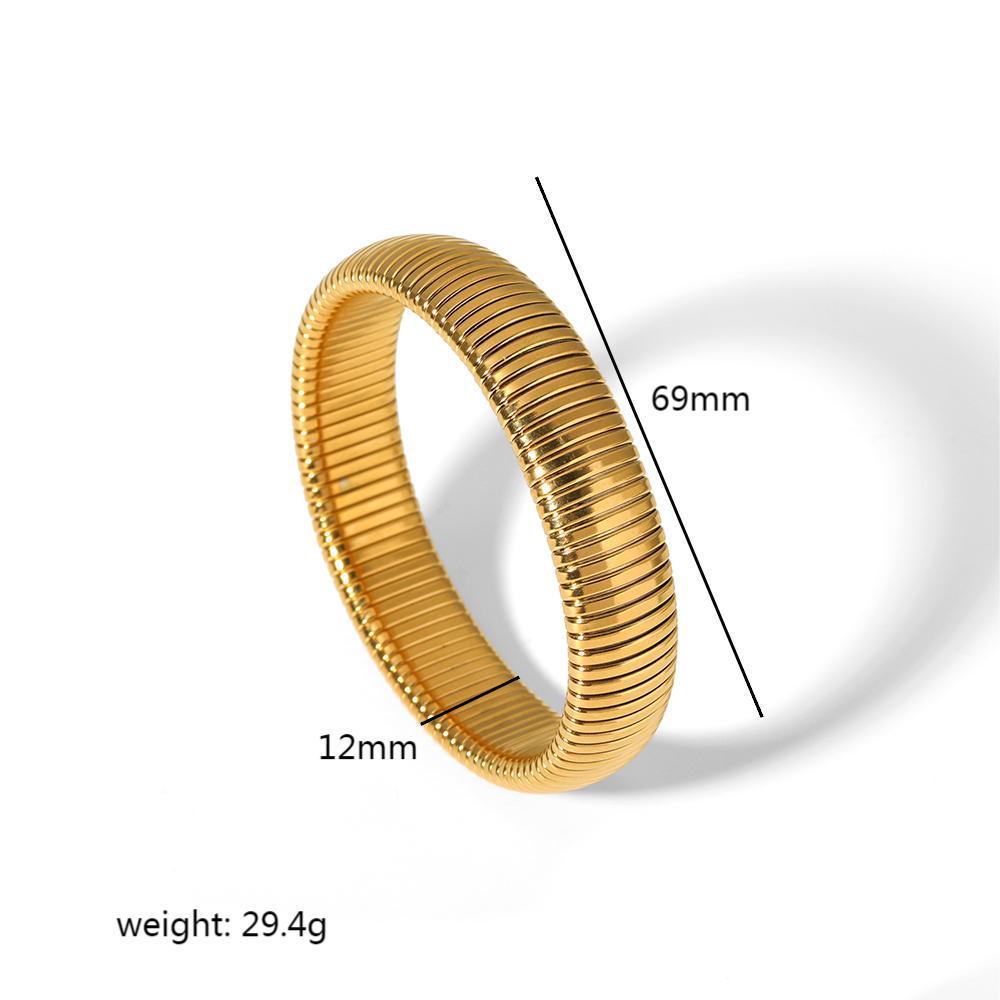 European Retro Light Luxury 18K Gold Plated Stainless Steel Elastic Bracelet for Women