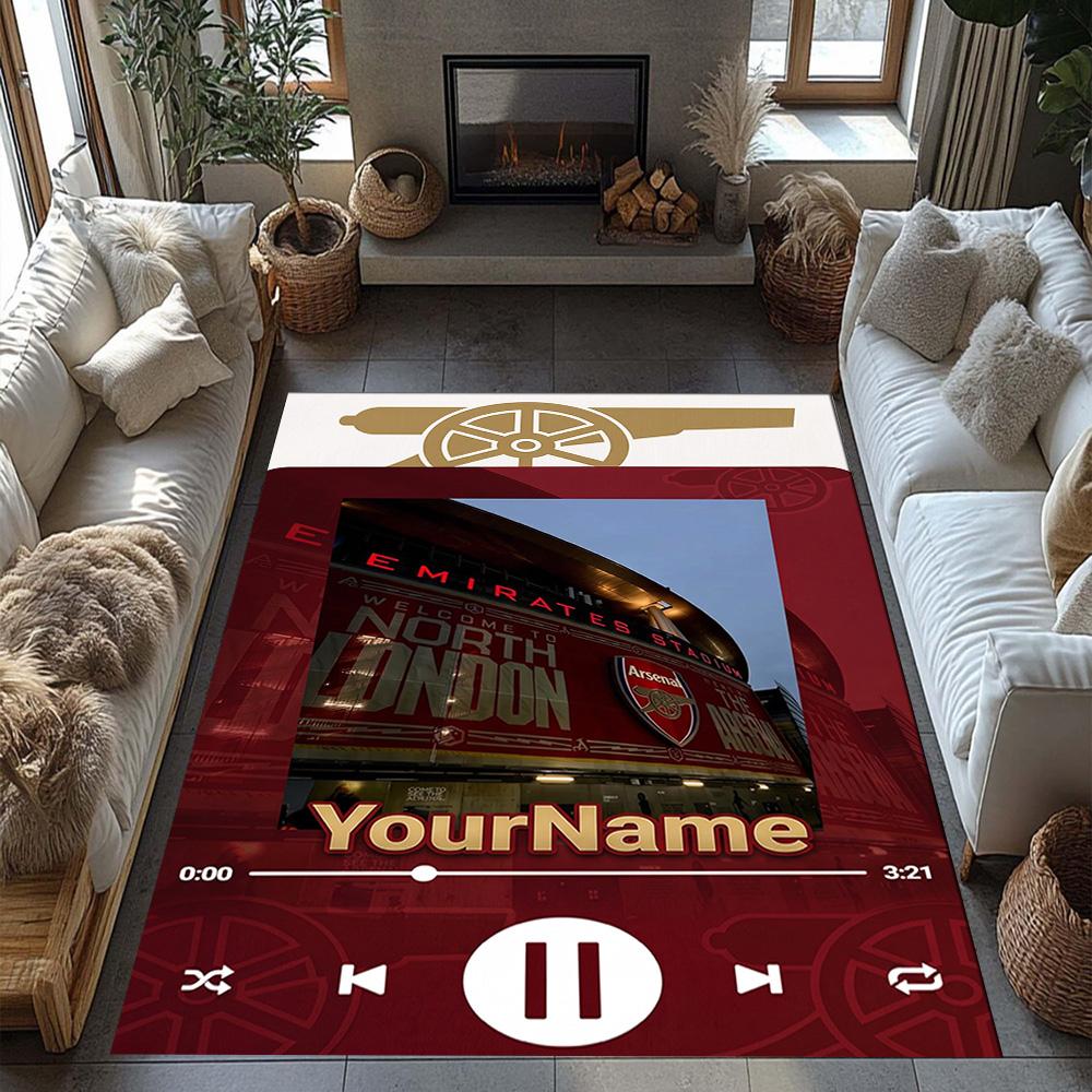 Arsenal Customize Your Name Floor Rug Office Rug Design for Outdoor Balcony Foyer Playrooms Anti-slip Rug Anime Office Decor