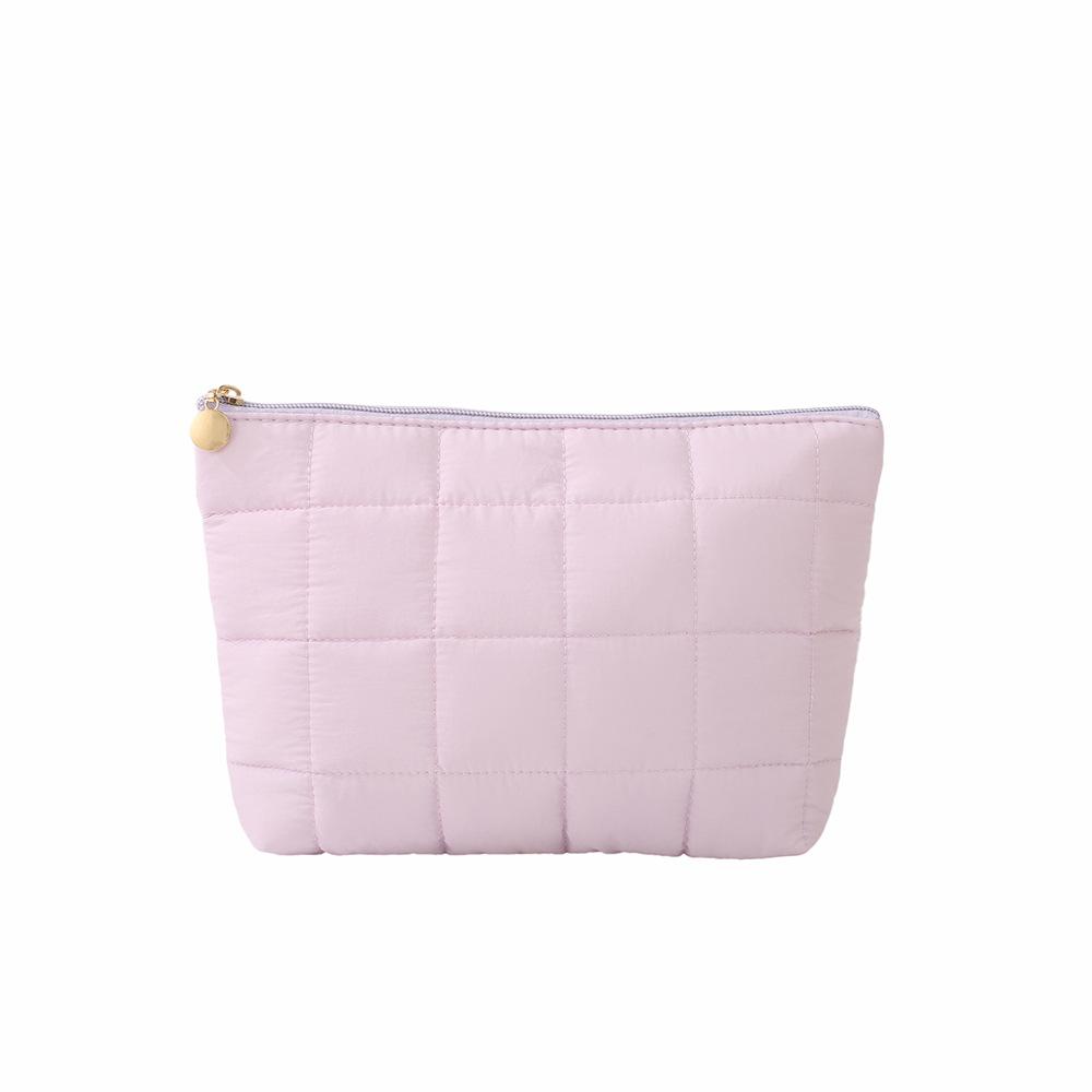 New Floral Quilted Large Plaid Cosmetic Bag Large-capacity Three-dimensional Hand-held Bubble Grid Fashion Pleated Storage Toiletry Bag