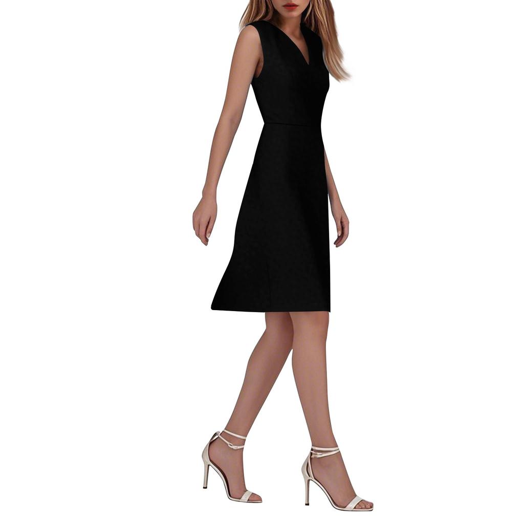 Chiffon Floral Sleeveless V-Neck Waist Dress