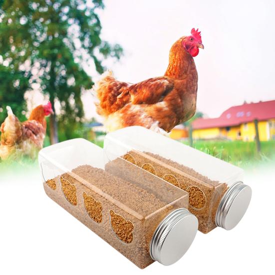Chicken Feeder Bottle Lid Design Transparent Large Capacity Plastic Poultry Grain Water Feed Dispenser Pet Supplies