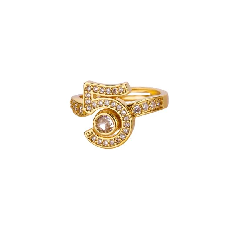 Court Style Retro Gold Copper K Gold-plated Ring Women's Light Luxury Fashion Micro-inlaid Zircon High-end Exquisite Ring