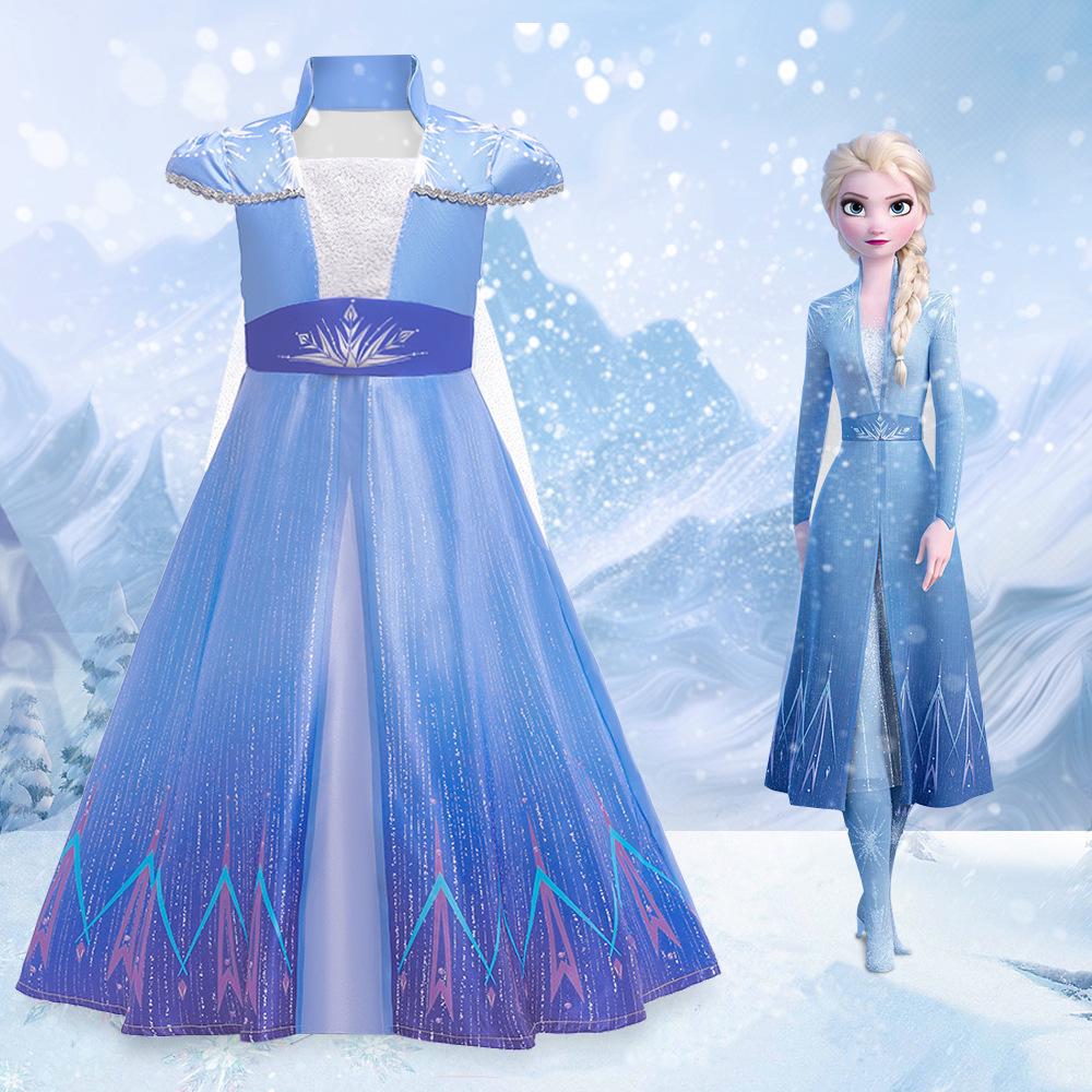 2026 Elsa Frozen 2 Princess Dress: Puffy Skirt Cosplay Costume for Kids 150 cm
