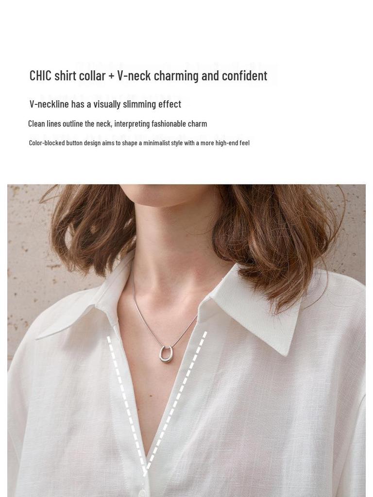 Women's Lightweight Pure Linen Long Sleeve Cardigan Shirt - Minimalist, Solid Color, Loose Fit, Summer Lapel Style