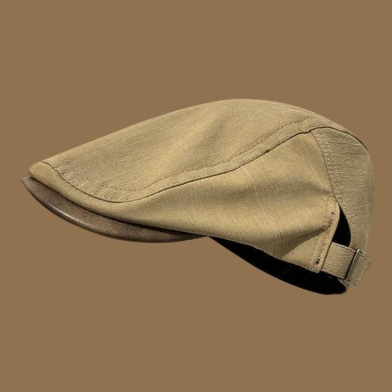 Leather Brim Splicing Retro Forward Hat Women's Spring New Versatile Painter Hat Korean Fashion Duck Tongue Newsboy Hat