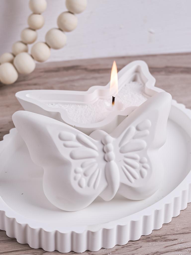 DIY Butterfly Candle Cup Silicone Mold with Lid Handmade Butterfly Jewelry Storage Jar Plaster Resin Ornament Molds Home Decor