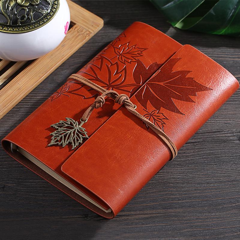 Maple Leaf Retro Kraft Paper Notebook: Simplistic Student Planner & Travel Diary