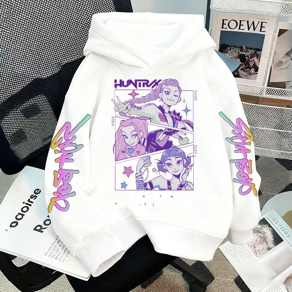 Kpop Demon Hunters Sweatshirt Kids Hoodie Casual Fashion Autumn Winter Boys Girls Warm Anime Clothes