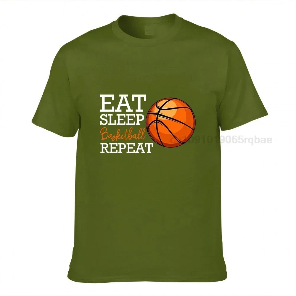 Eat Sleep Basketball Repeat Funny Player Team Sport Tshirt Plain Personalized T Shirts Cotton Unisex T Shirt Normal