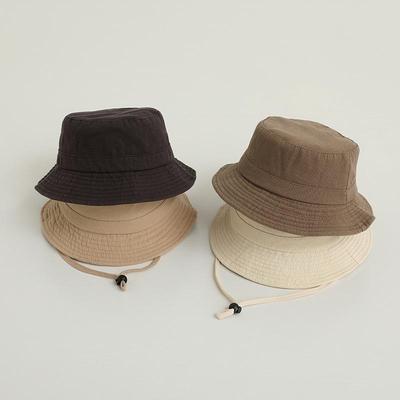 Fashion Children Bucket Cap Solid Color Kids Windproof Fisherman Hat Cotton Breathable Baby Sunscreen Basin Caps Boys Girls Visors