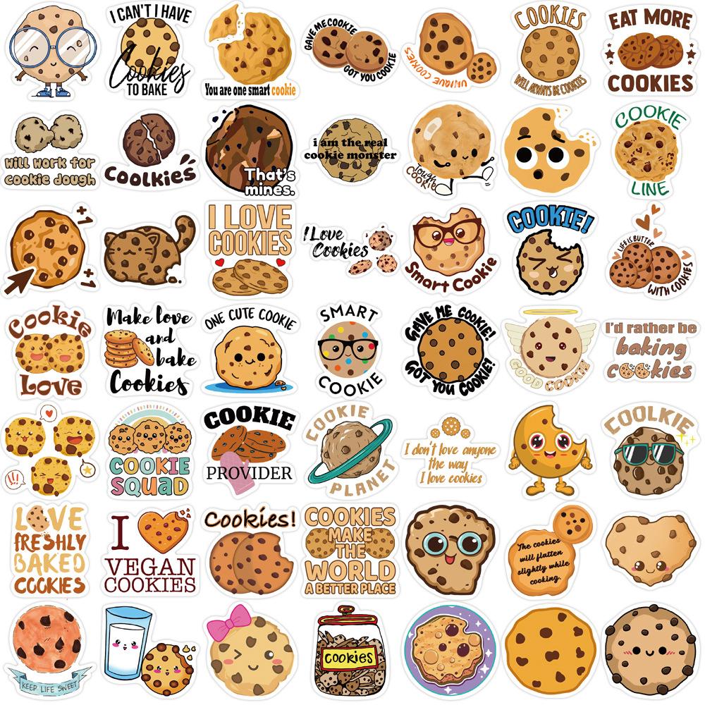 50 Cartoon Cookies Doodle Stickers Decorate Guitar Notebook Suitcase DIY Waterproof