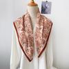 French Retro Floral Small Silk Scarf Women's Professional Decorative Scarf Cotton and Linen Small Square Scarf Dual-purpose Shawl Outer Scarf