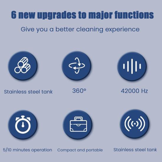 Ultrasonic Scaler Efficient Ultrasonic Cleaning Technology One-button Denture Scaler 5/10min One-Button Operation LED Display Ultrasonic Plaque