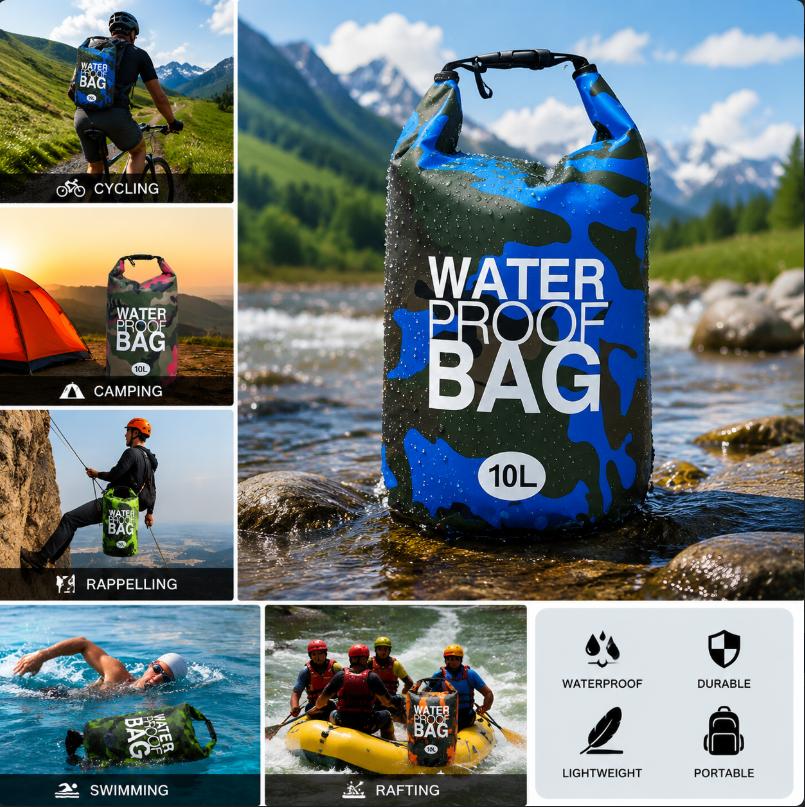 Bolsas Secas de Camuflaje, Bolsas Secas de Alta Calidad, Mochilas Secas Flotantes en Tamaños 2/5/10/20/30L para Kayak, Rafting, Natación