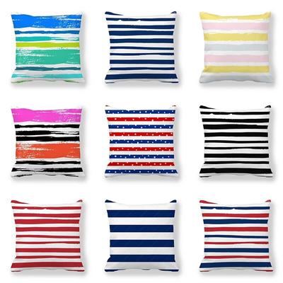 Fronha estampada listrada colorida para casa quarto sala de estar sofá capa de almofada 45x45cm fronha de pele de pêssego