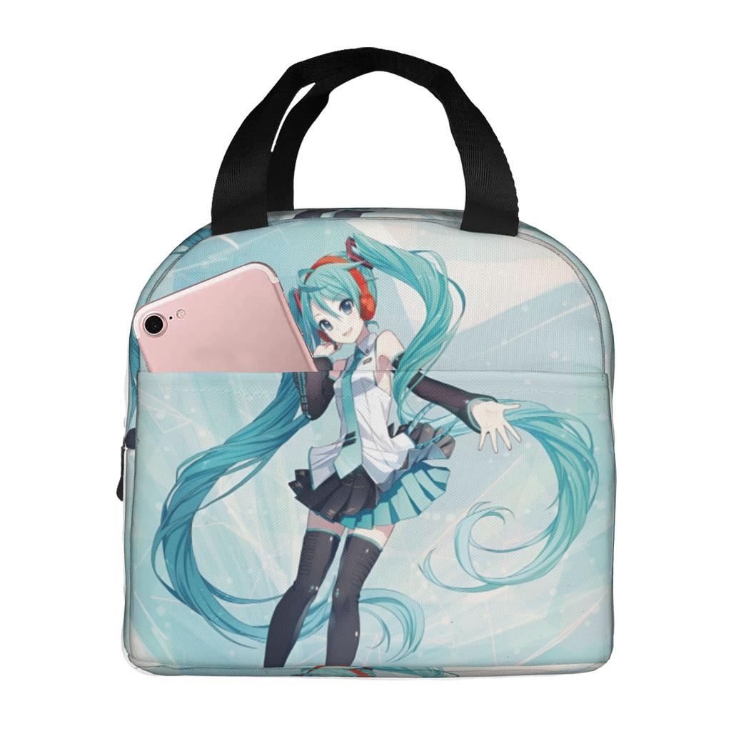 Custom Hatsunes Anime Mikus Insulated Lunch Bag for Camping Travel Manga Waterproof Thermal Cooler Lunch Box Men Women
