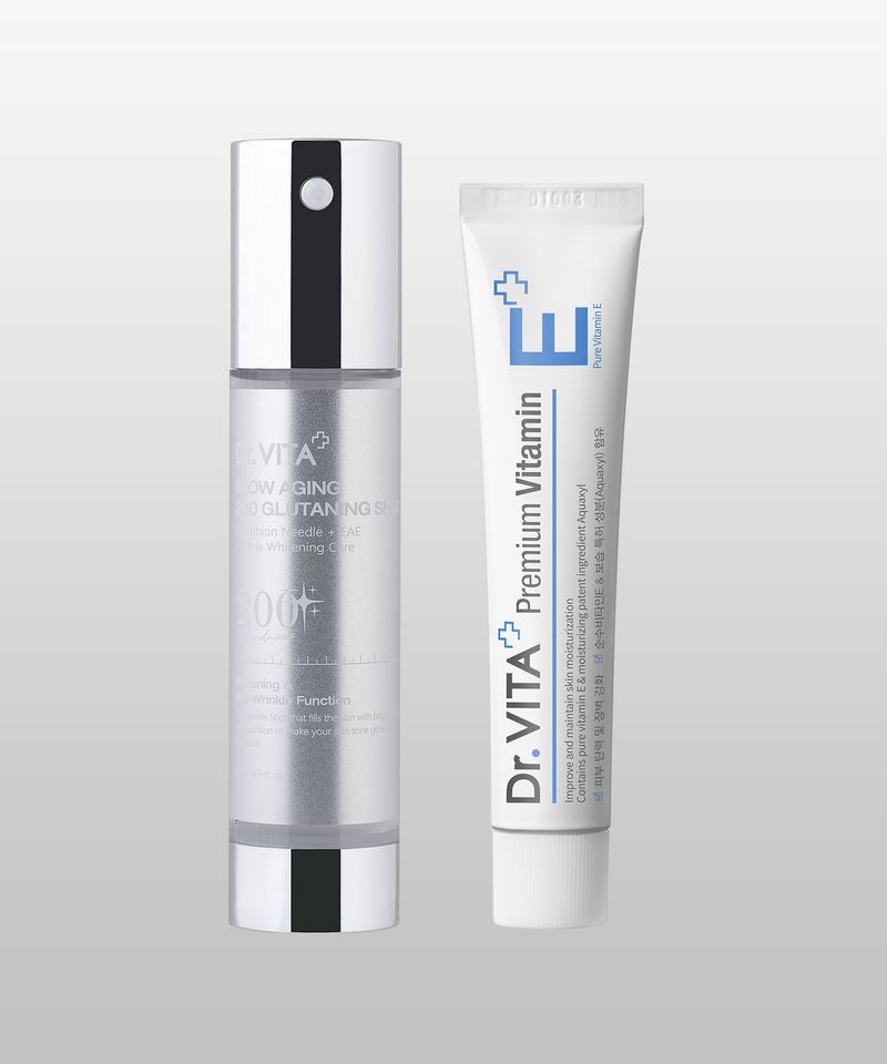 [3-Piece Trial Sample Gift] Slow Aging Glutaning Shot 200 50ml + Premium E Cream 30ml 2-Piece Set