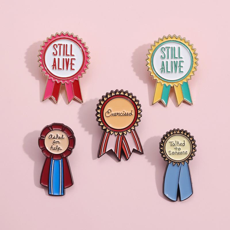 Creative Colorful Cartoon Medal Alloy Brooch Cute Animal And Letter Design Pins