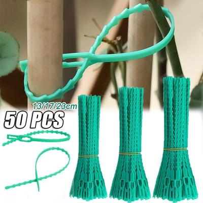 50 piezas Reutilizables Ajustables Bridas de Jardín Soporte para Plantas Sujetador de Arbustos Fijador de Árboles Herramienta de Cable de Nailon