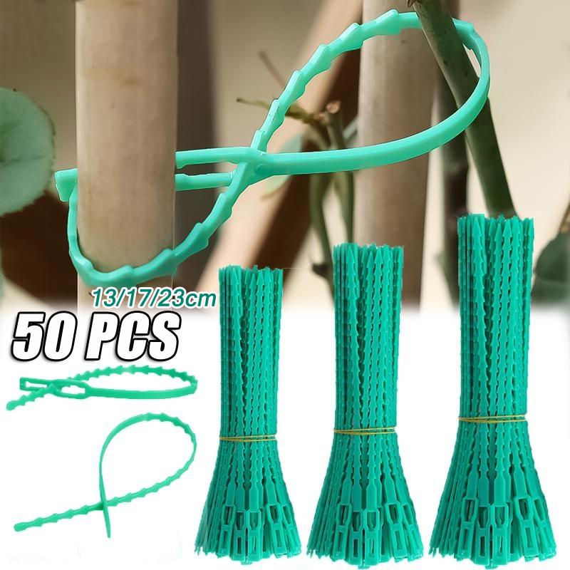 50pcs Reusable Adjustable Garden Cable Ties Plant Support Shrub Fastener Tree Fixer Nylon Cable Tool