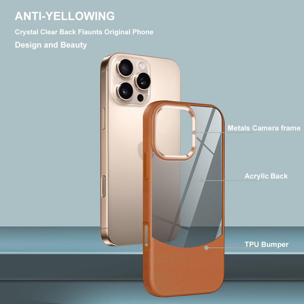 Applicable To IPhone16proMax Leather Two-in-one Mobile Phone Case Apple 15 Transparent 14 Lens Anti-fall Protection Case