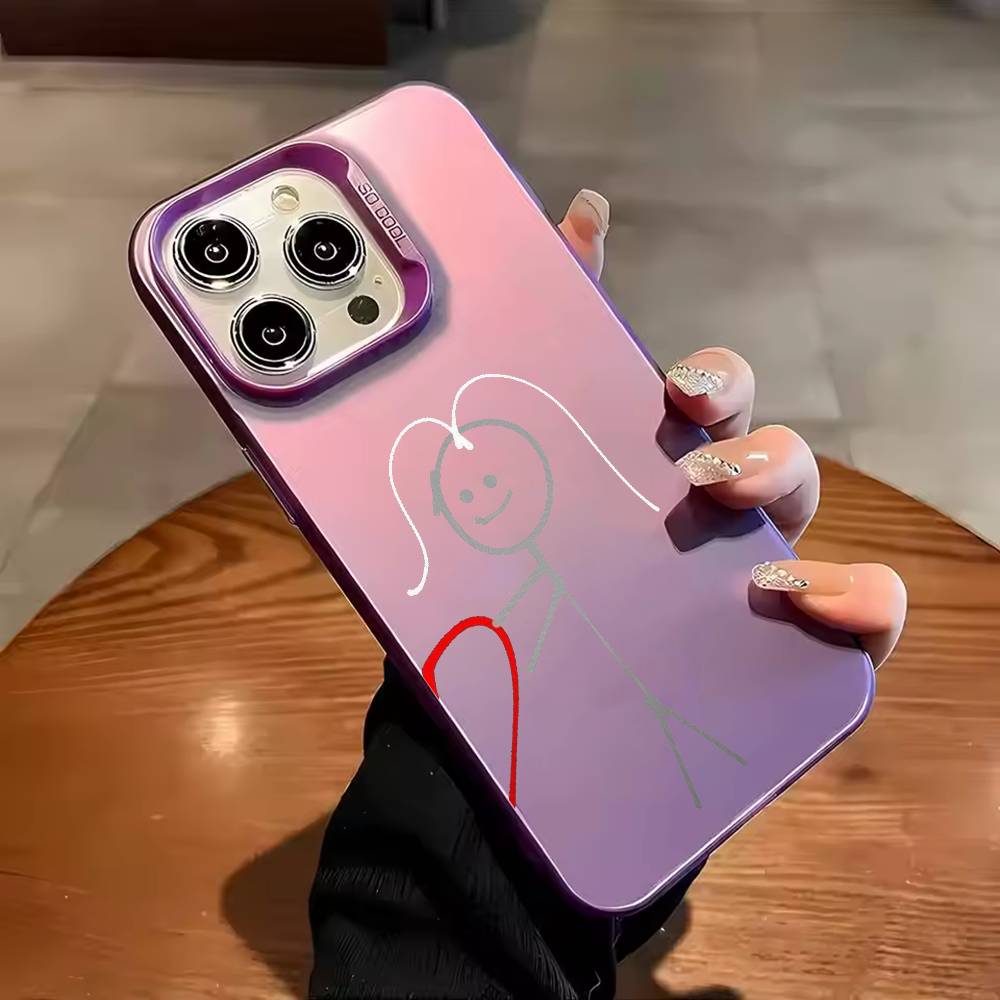 Line C-Couple wallpapers Phone Case Color Silver Shell For IPhone 17 16 15 14 13 12 11 Pro Max Plus