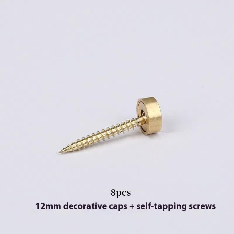 8Pcs Brass Decorative Nail Mirror Advertising Board Cap Cover Self-Tapping Screw 9/12/13/15Mm