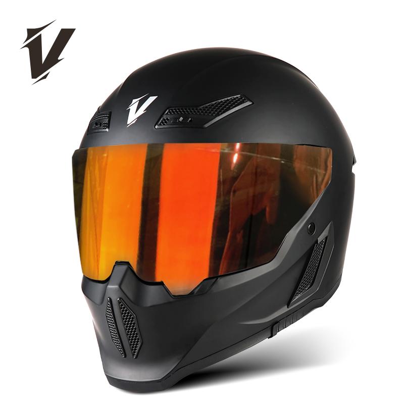 VGV Full Face Motorcycle Helmet Handsome Mecha Style Various Lenses Sunscreen Glare Protection Man Women ECE DOT Personalities