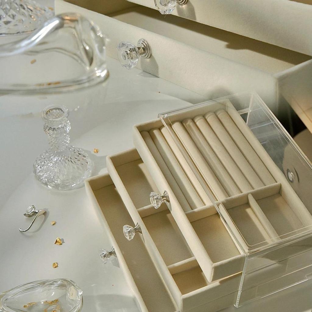 Three-Layer Acrylic Jewelry Box with Anti-Oxidation and Large Capacity Storage for Rings