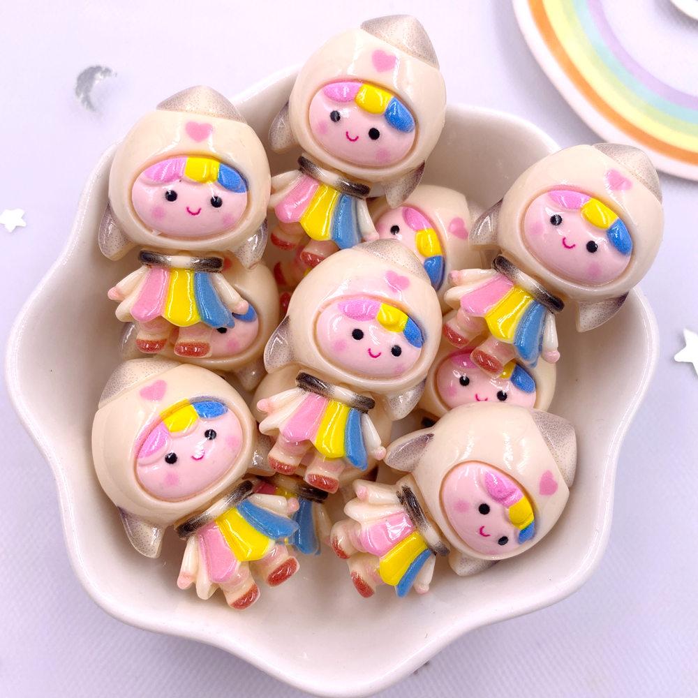 8PCS Resin Colorful 3D Cartoon Rabbit Bee Bear Squirrel Girl Flat Back Stone Figurine Scrapbook DIY Bow Decor Accessories Crafts