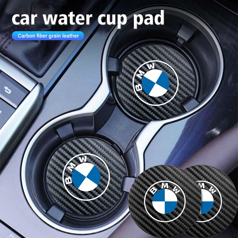 For BMW 2Pcs Car Coasters Water Cup Mats Waterproof Slot Pads E46 E90 E60 F10 E39 F30 E36 E87 E90 E30 E53 F31 E92