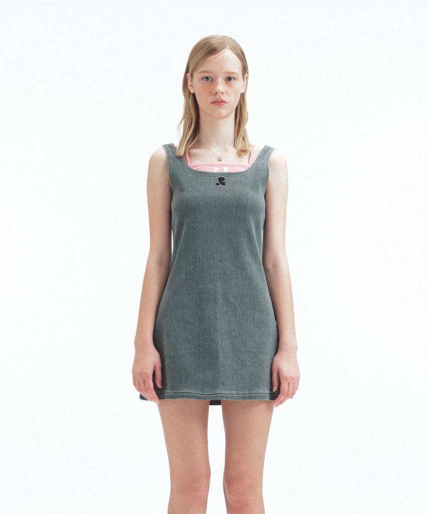 REST&RECREATION Denim Mini Dress - Gray