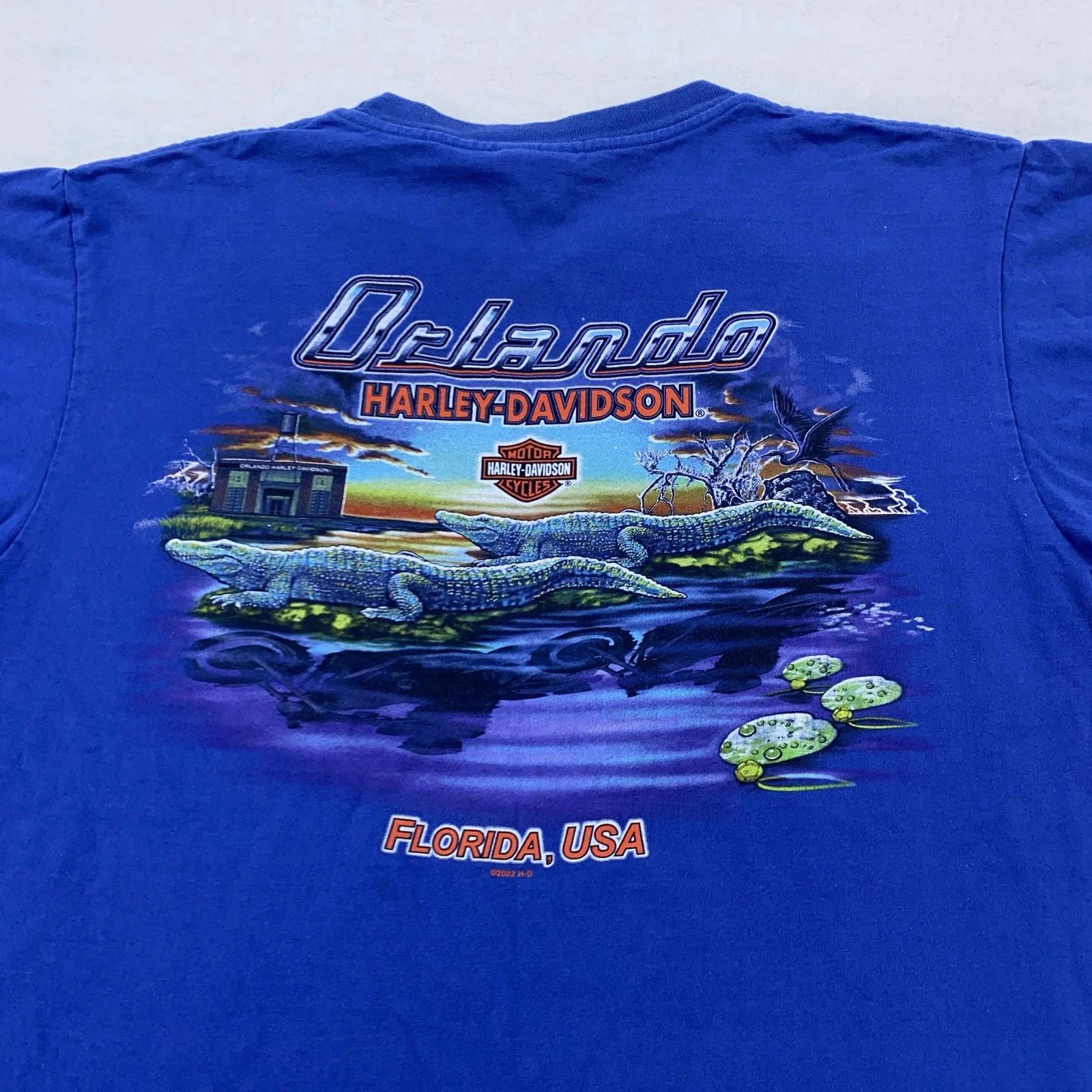 Vintage Harley-Davidson Shirt Mens Large Orlando Florida Alligator USA 90s Tee S