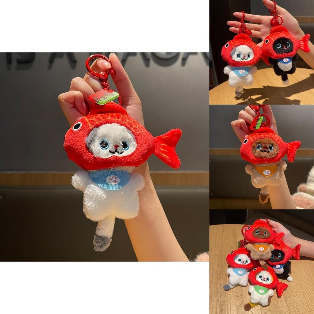 Adorable Koi Cat Plush Keychain Cute Detachable Headset For Bags And Gifts