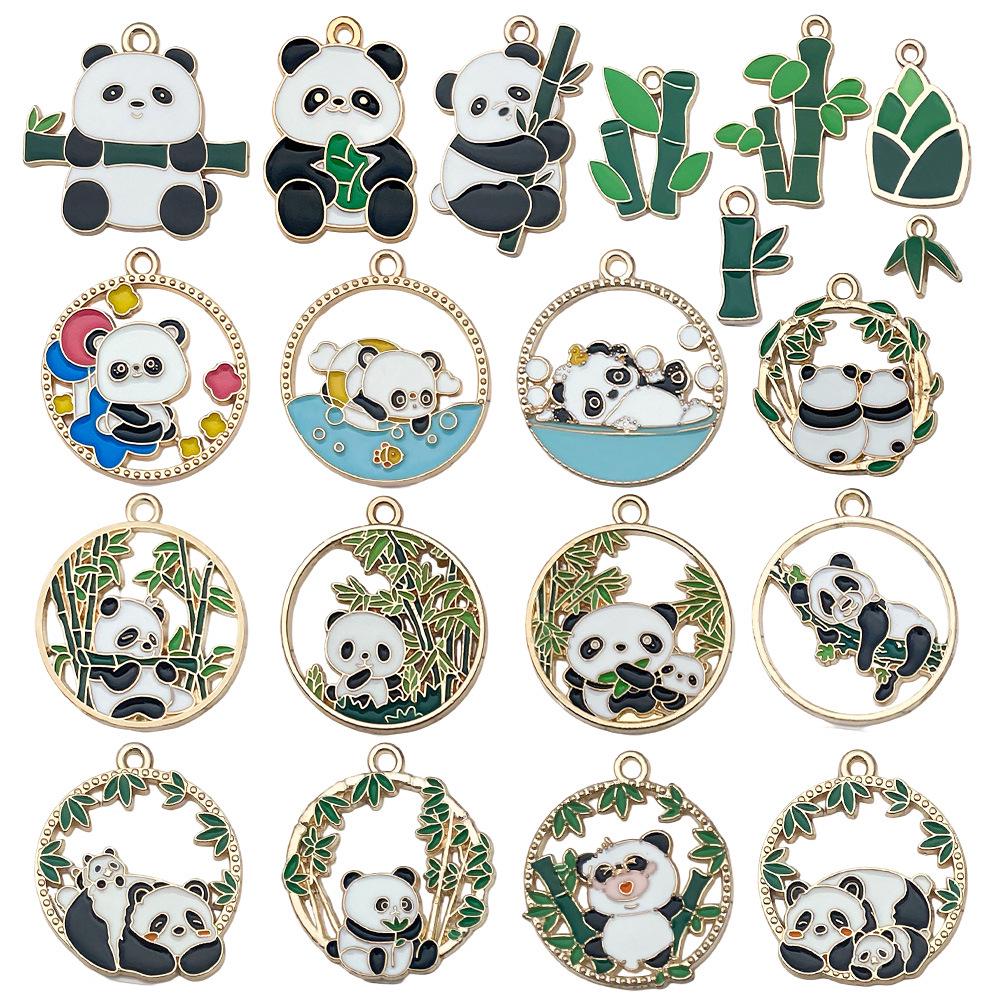 Panda Bamboo Oil Drop Alloy Earrings & Keychain Pendant Jewelry - Chinese Style Accessories