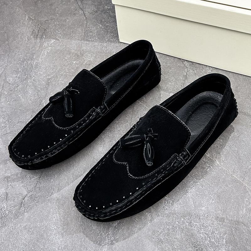 

Fashion Flats Male Outdoor Shoes Men Casual Shoes Fashion Men Shoes Handmade Suede 2025 New Leather Mens Loafers Moccasins Slip on Men s 38 чёрный