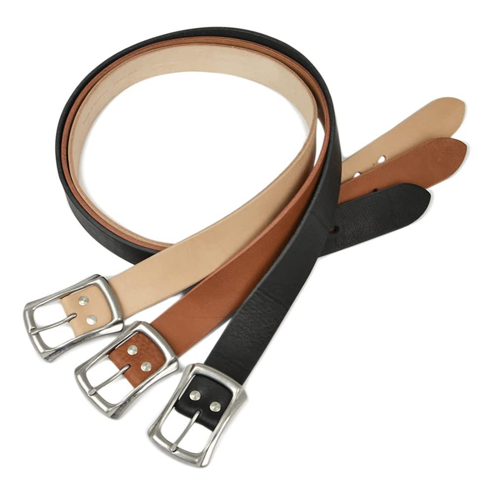Ceinture décontractée pour homme en cuir Tochigi, fabriquée au Japon. Durable, 40 mm de large. Ceinture en cuir simple et élégante. BLLB0461 (Noir (avec bord perforé))
