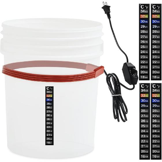 Brew Fermentation Heating Belt Warming Belt with 5 Black Thermometer Strip for Fermenting, Brewing, Wine, Kombucha