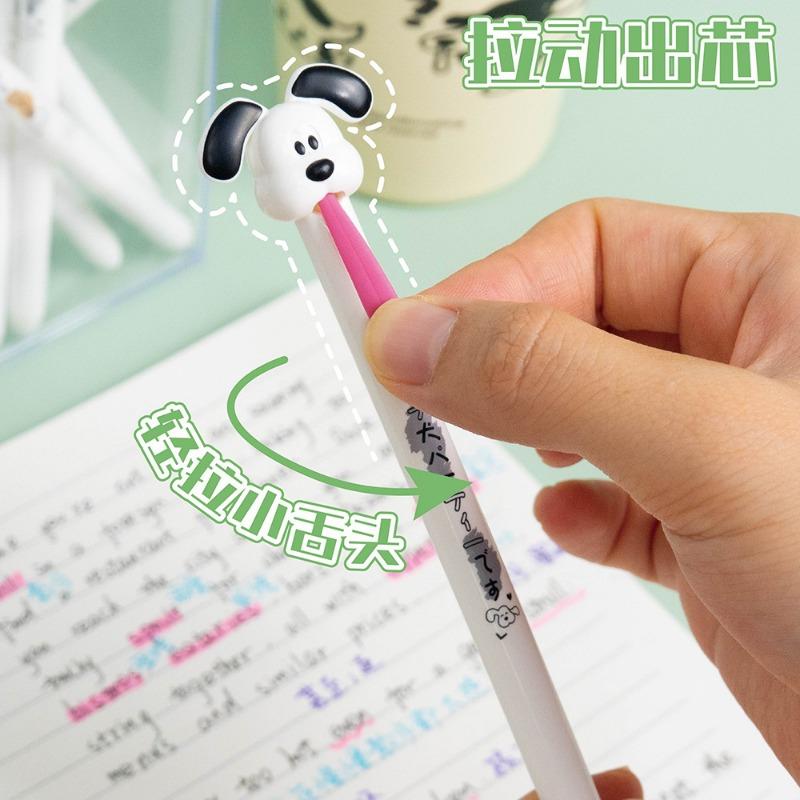 Cute Creative Dog Shaped Pull Out Decompression Neutral Writing Pen