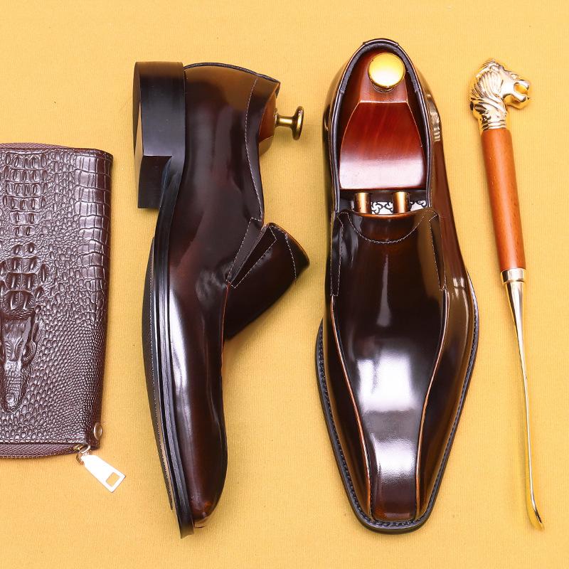 British Business Dress Leather Shoes Men'S Wedding Groom Shoes Leather Toe Loafers