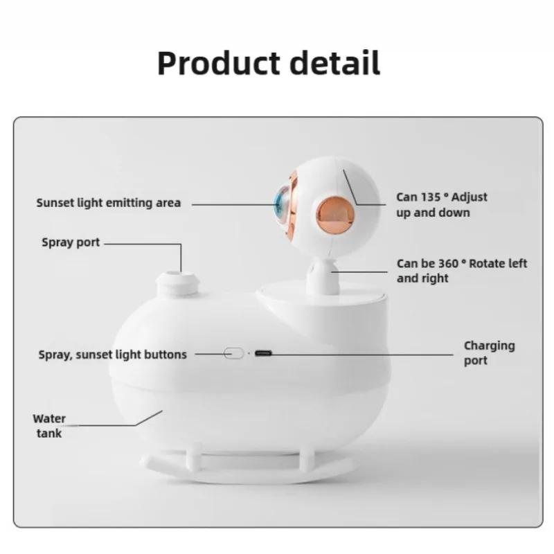 2024 New Sunset Light Humidifier USB Desktop Silent Internet Celebrity Photo Atmosphere Sunset Light Aerospace Humidifier