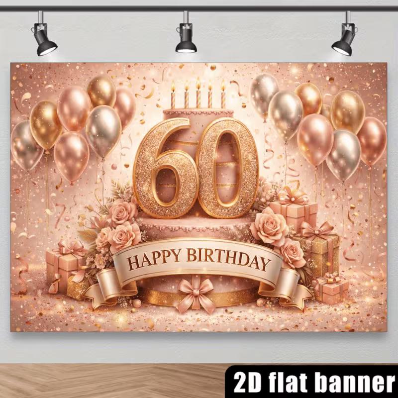 Sfondo 2D Buon 60° Compleanno Floreale Regalo Photo Booth