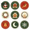 Decorative Table Protectors 9Pcs Christmas Wooden Coasters Set, Heat Resistant Cup Mats, Waterproof Round Wood Protection Mats for Home Office