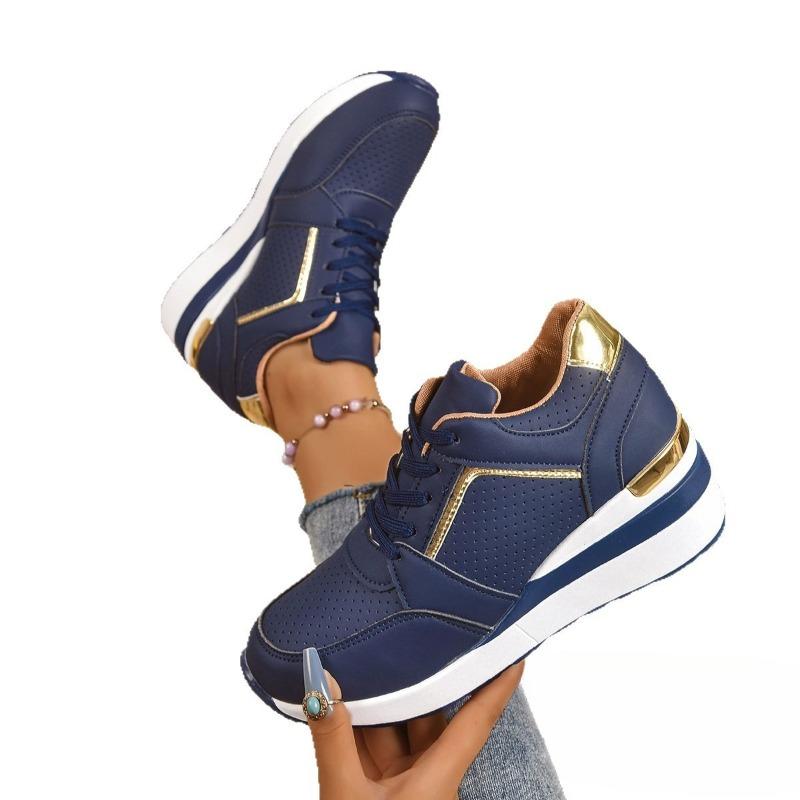 New Style Shoes: Large-sized Sporty Casual Sneakers, Women's Shoes, Wedge Heels, Thick-soled, Low-top Single Shoes