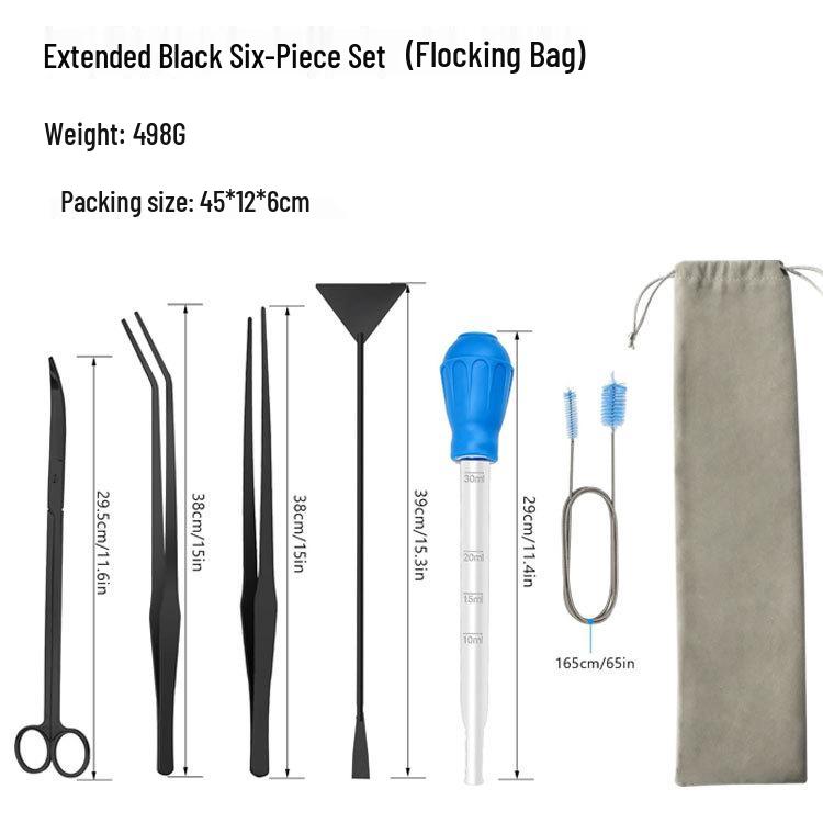 Aquatic Plant Tool Set: Stainless Steel Scissors, Carbon Black Tweezers, Poop Sucker, Fish Tank Cleaning Supplies