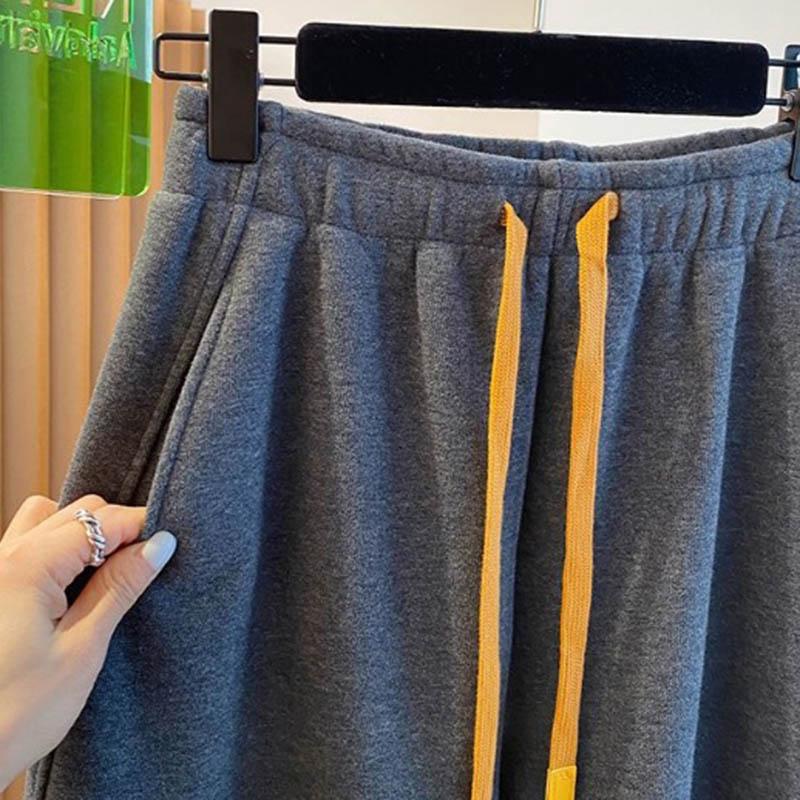 Pants for Women Plus Size Thickened Stretchy Elastic High Waist Long Trousers Solid Colour Fleece Casual Jogger Pants