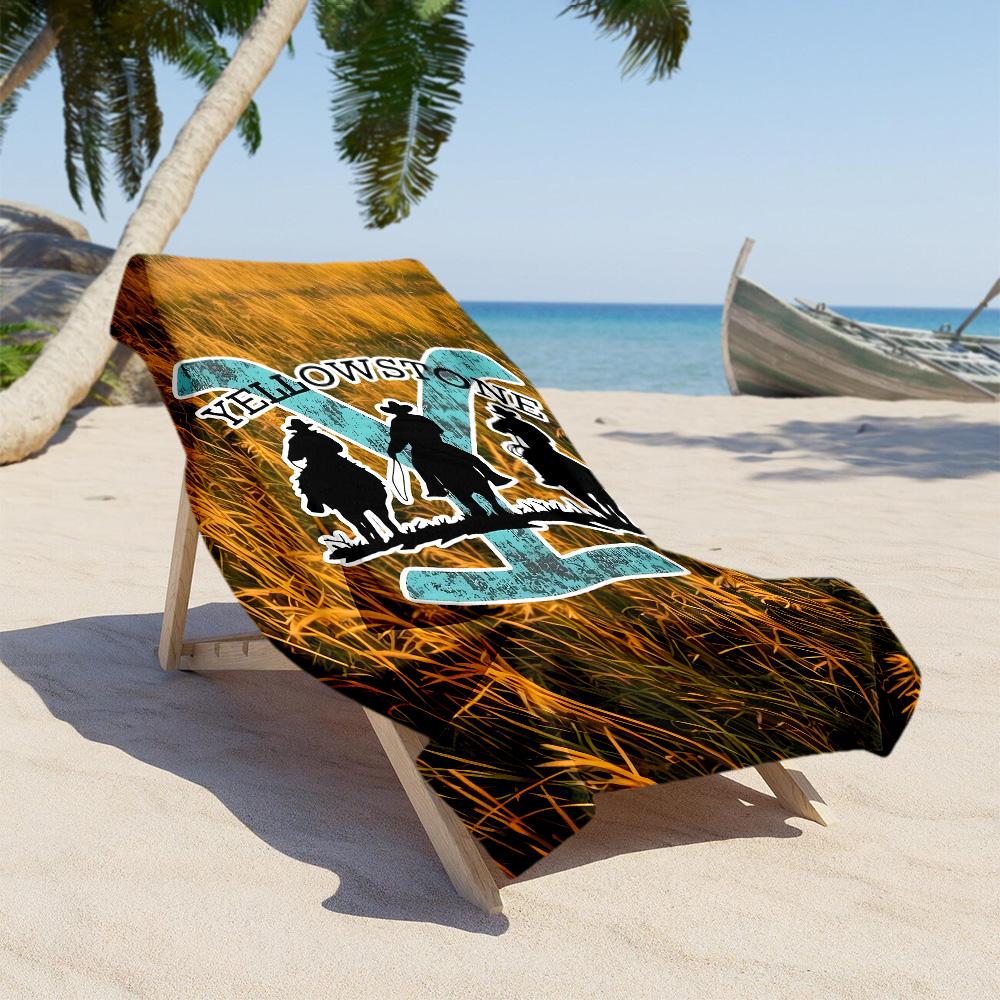 Yellowstone: Western Adventure Durable Beach Towel Comfortable Picnic mat, yoga & fitness, camping blanket Outdoor Accessory Wedding Party Gift